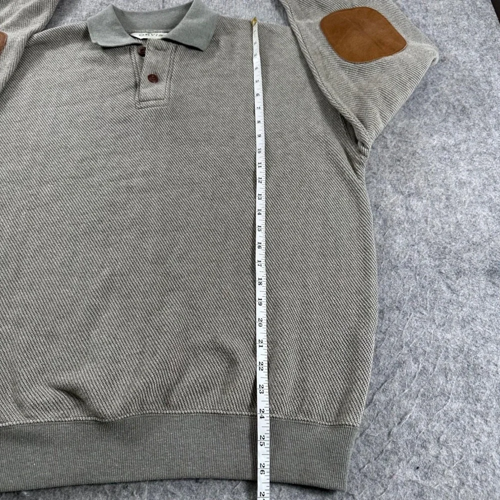 Orvis Mens Medium Elbow Patch Polo Sweatshirt Pullover Textured